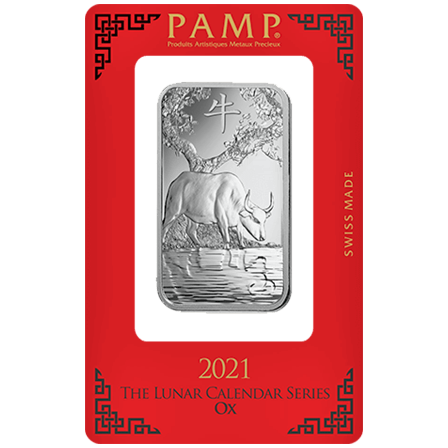 1 ounce Silver Bar - PAMP Suisse Lunar Ox — photo 1