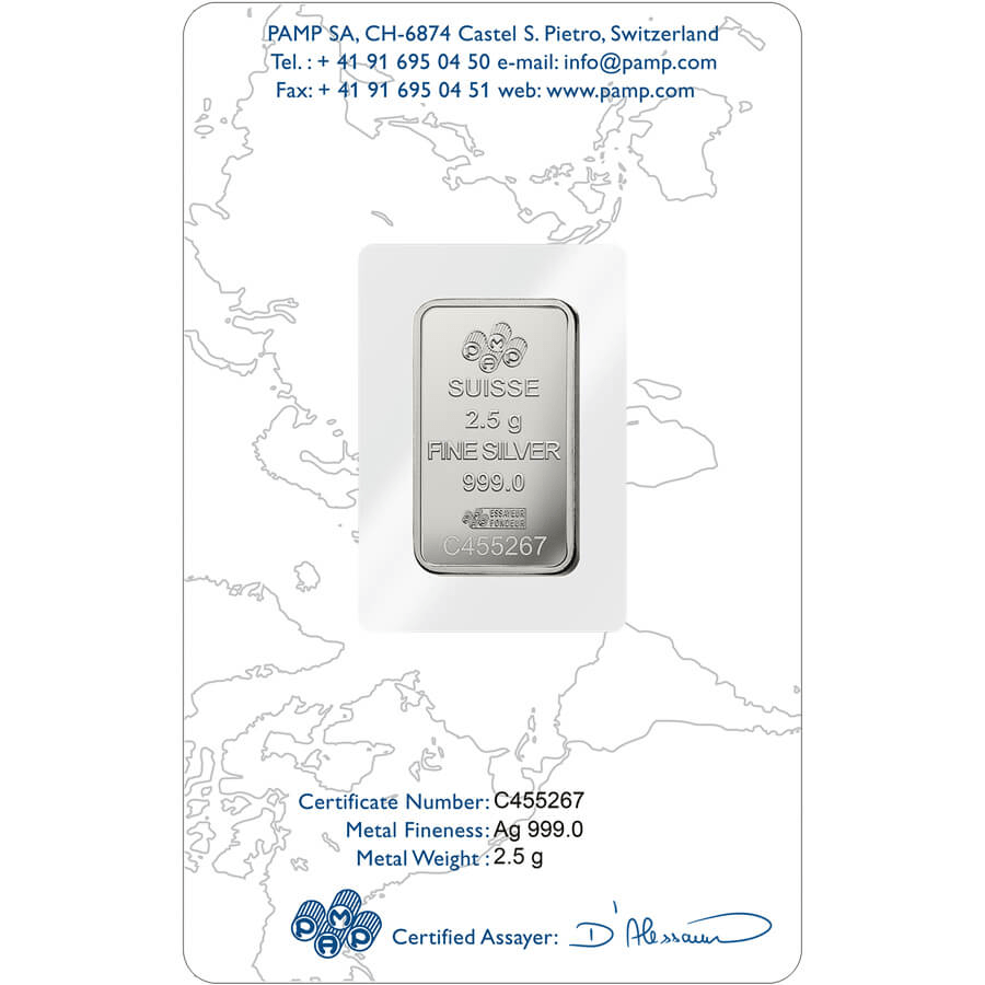 2.5 gram Silver Bar - PAMP Suisse Lady Fortuna thumbnail 2