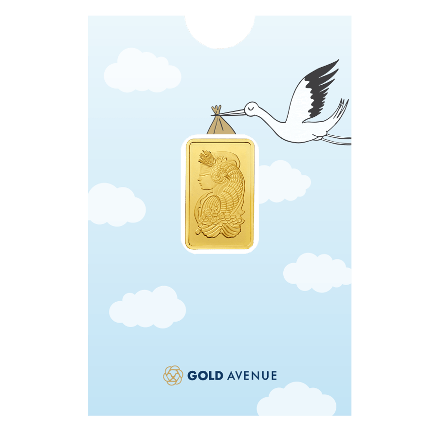 5 gram Gold bar - Lady Fortuna (with "Welcome Baby" Gift Sleeve) — photo 1