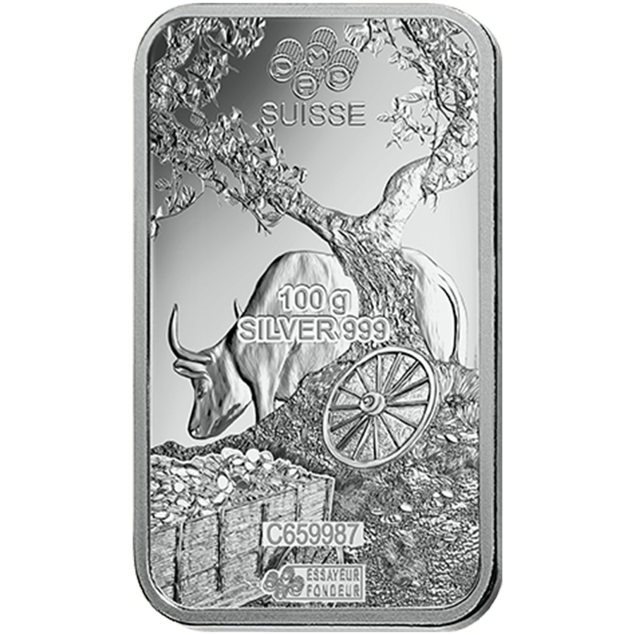 100 gram Silver Bar - PAMP Suisse Lunar Ox thumbnail 4
