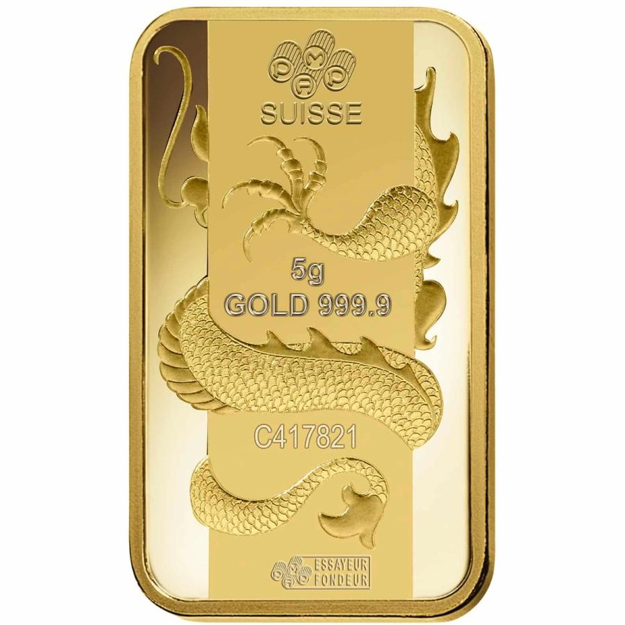 5 gram Gold Bar - PAMP Suisse Lunar Dragon 2012 thumbnail 4