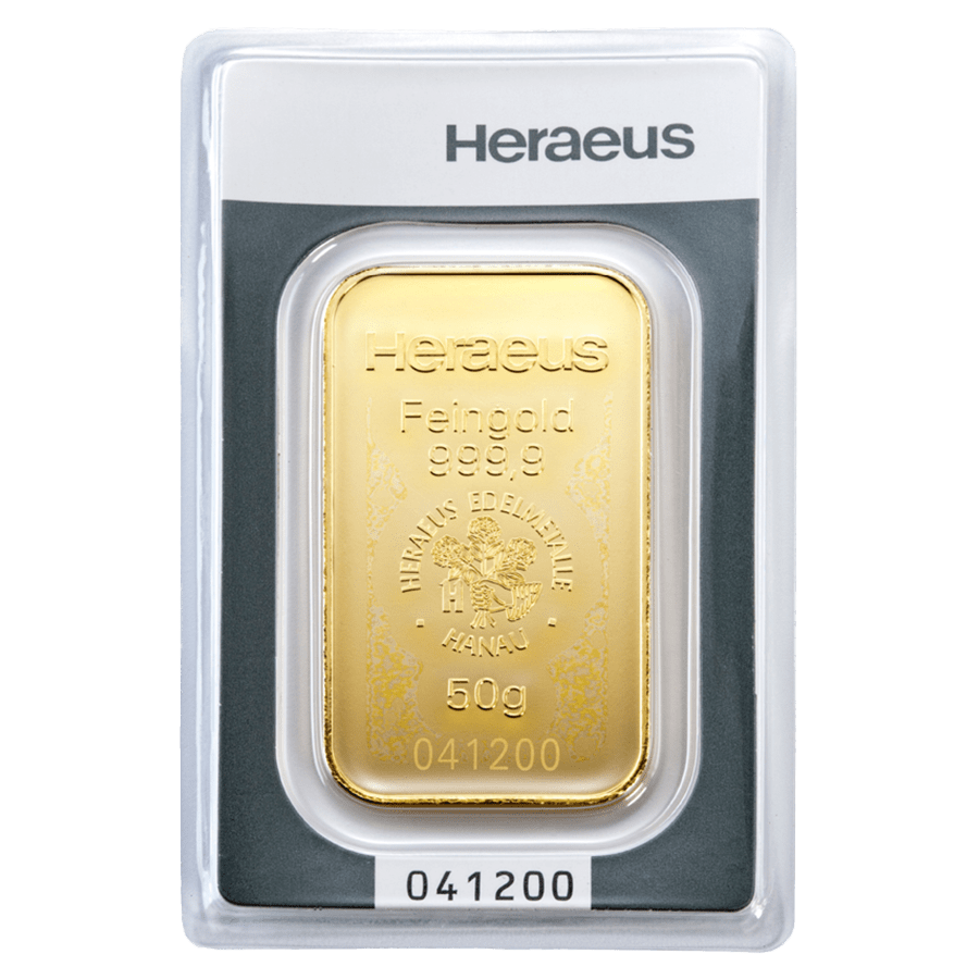 50 gram Gold Bar - Heraeus — photo 1