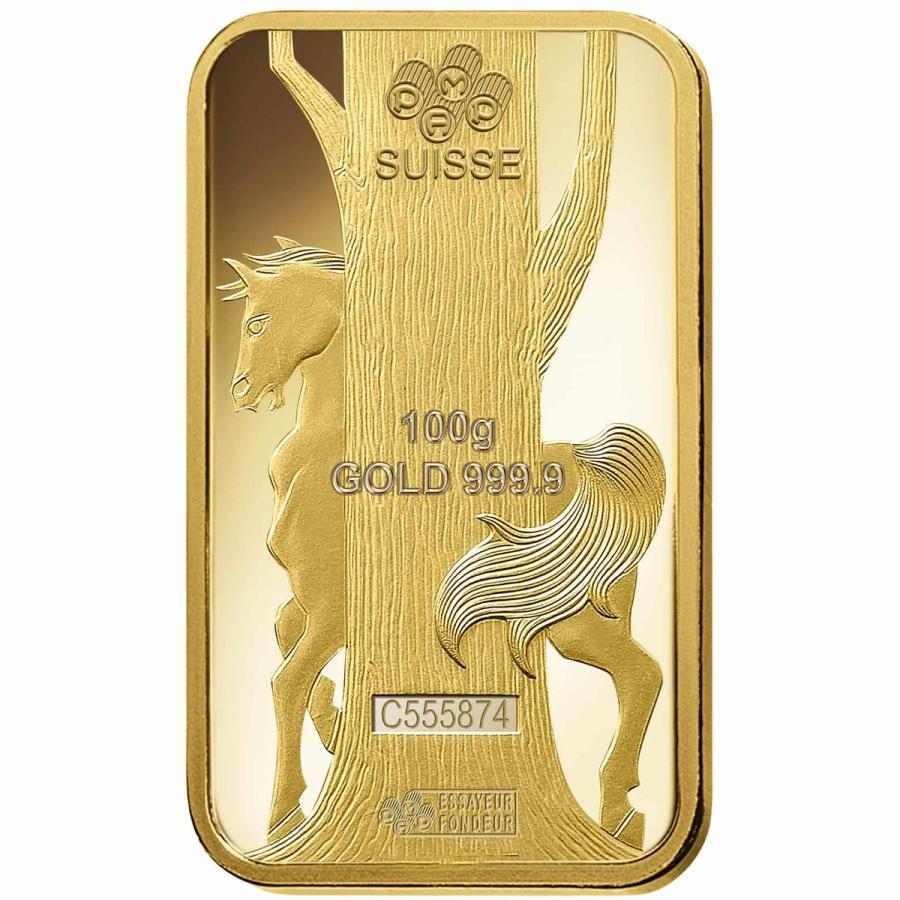  100 gram Gold Bar - PAMP Suisse Lunar Horse thumbnail 4