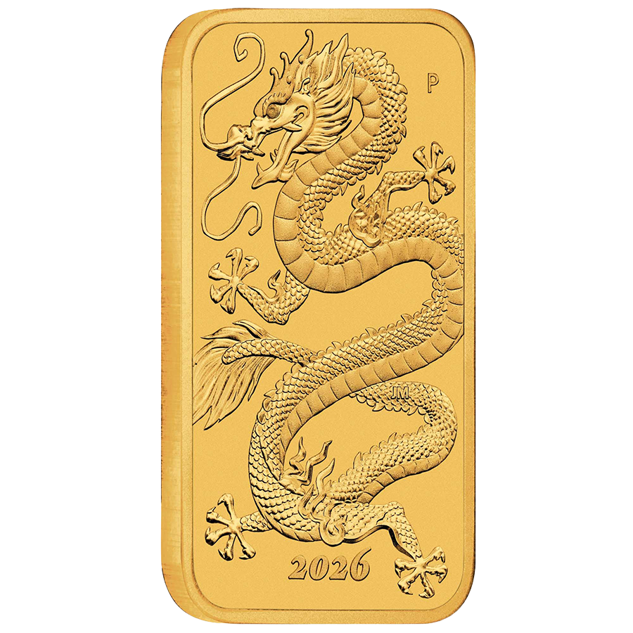 1 ounce Gold Rectangular Coin - Australia Dragon 2026 thumbnail 2