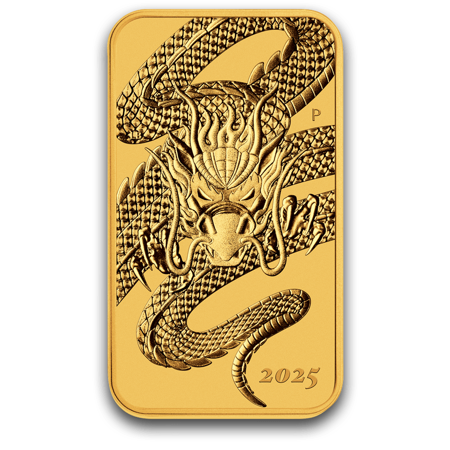 1 ounce Gold Rectangular Coin - Australia Dragon 2025 — photo 1