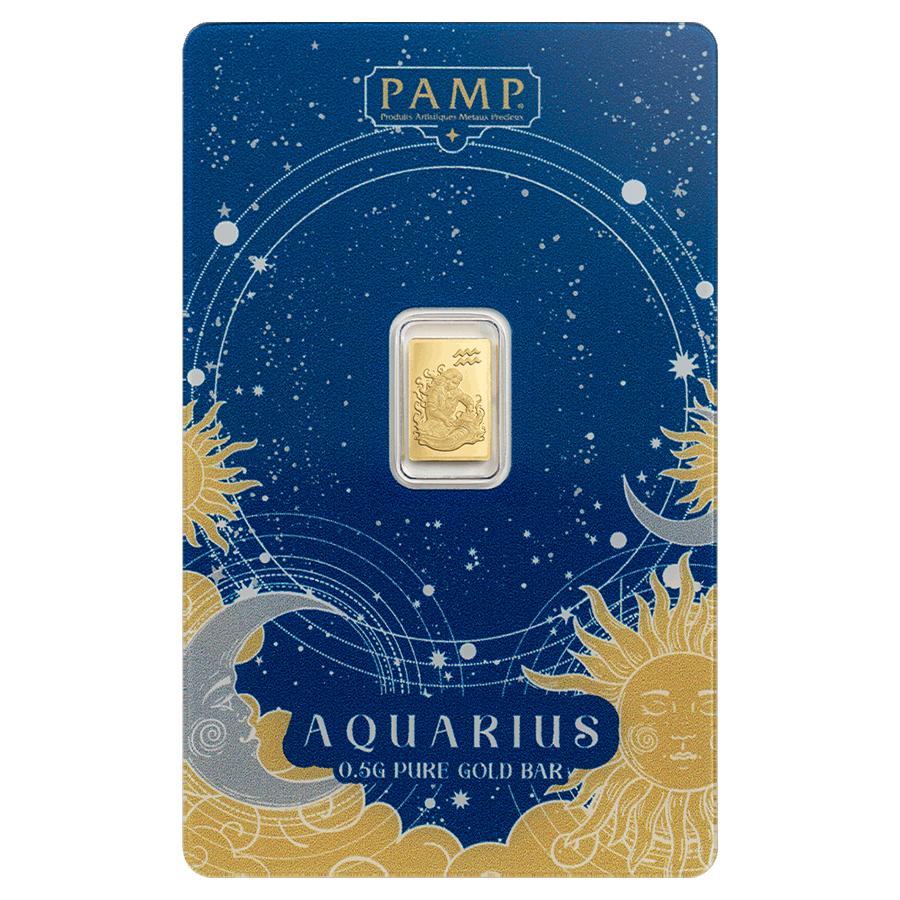 0.5 gram Gold Bar - Zodiac Aquarius - 1