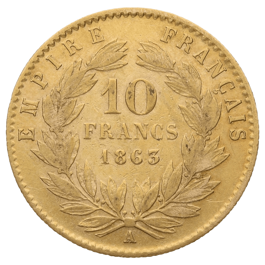 10 French Francs Gold Coin - 1861-1868 Napoleon III  thumbnail 2