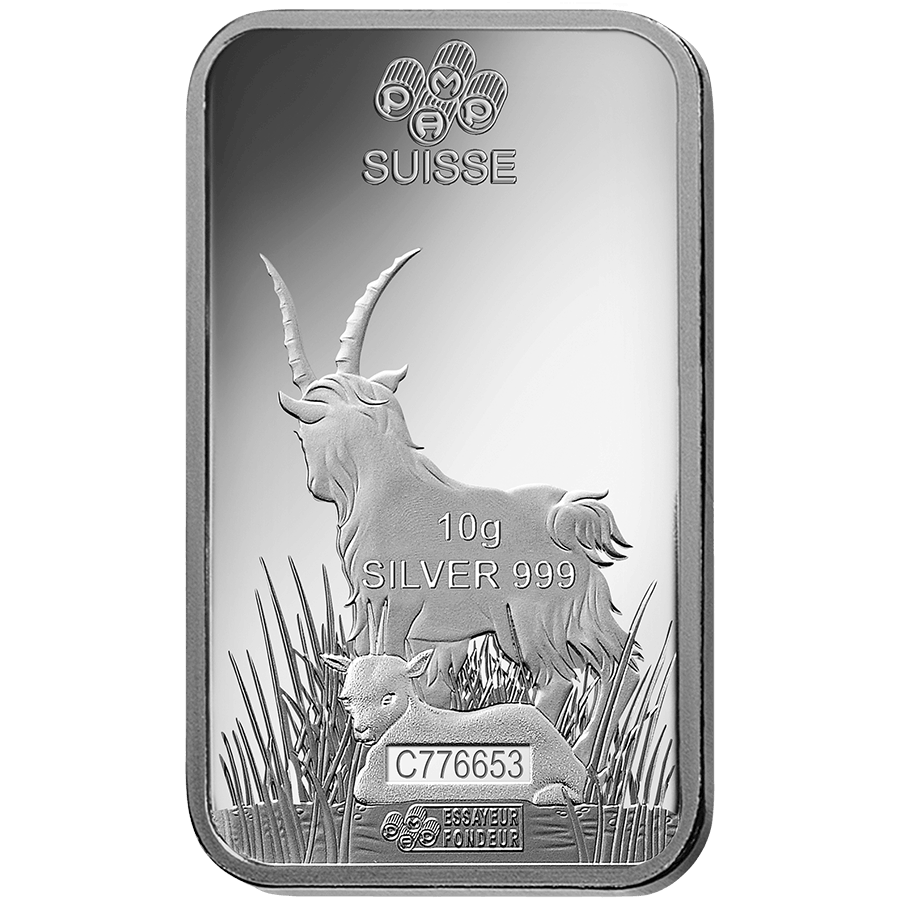 10 gram Silver Bar - PAMP Suisse Lunar Goat thumbnail 4
