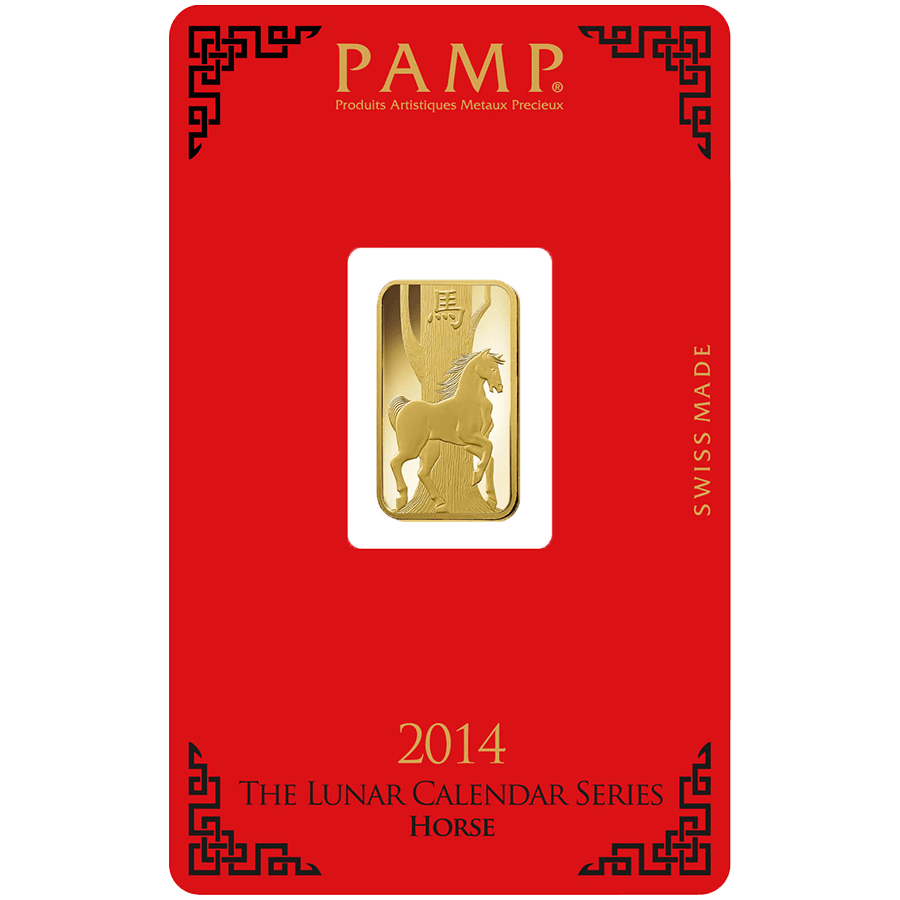 5 gram Gold Bar  - PAMP Suisse Lunar Horse — photo 1