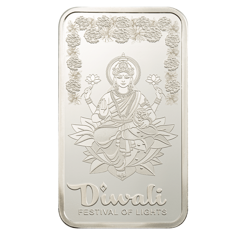 1 ounce Silver Bar - Diwali Lakshmi & Rangoli thumbnail 3