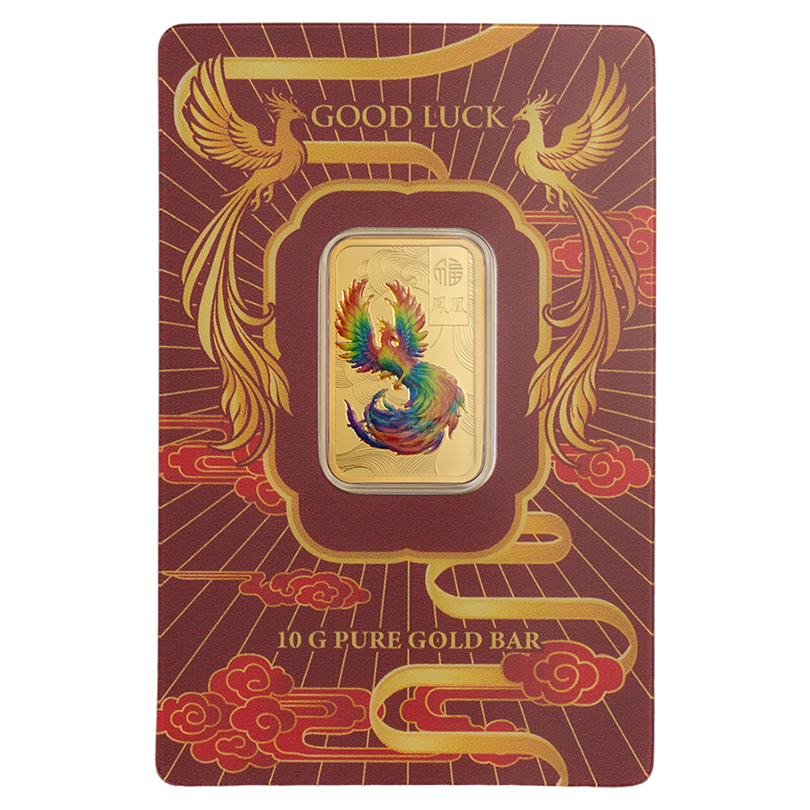 10 gram Gold Bar - Good Luck Phoenix colorized  — photo 1