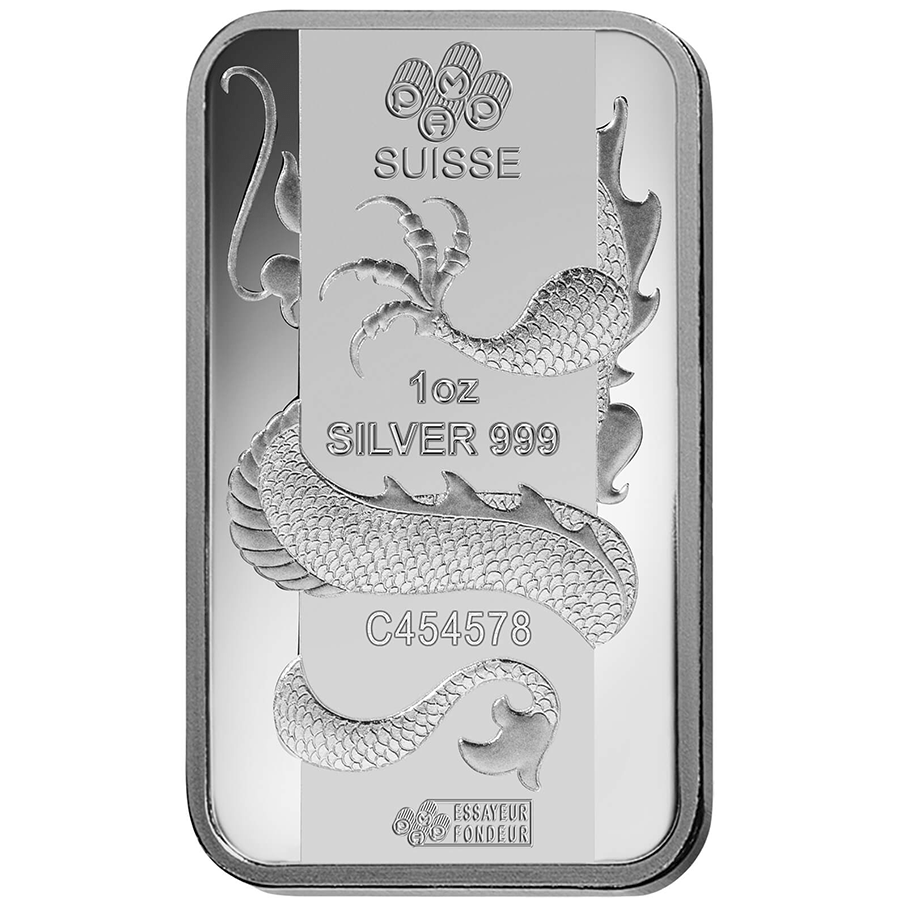 1 ounce Silver Bar - PAMP Suisse Lunar Dragon 2012 thumbnail 4