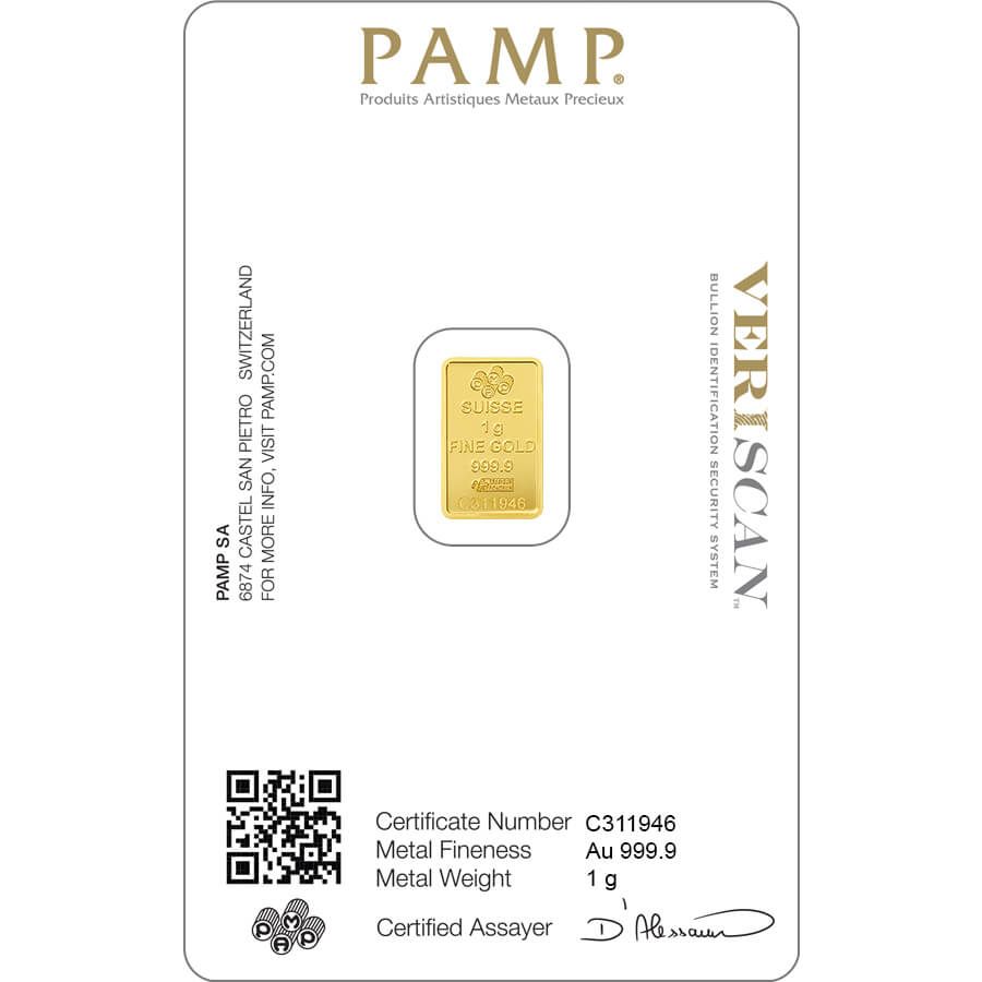 1 gram Gold Bar - PAMP Suisse Lady Fortuna thumbnail 2