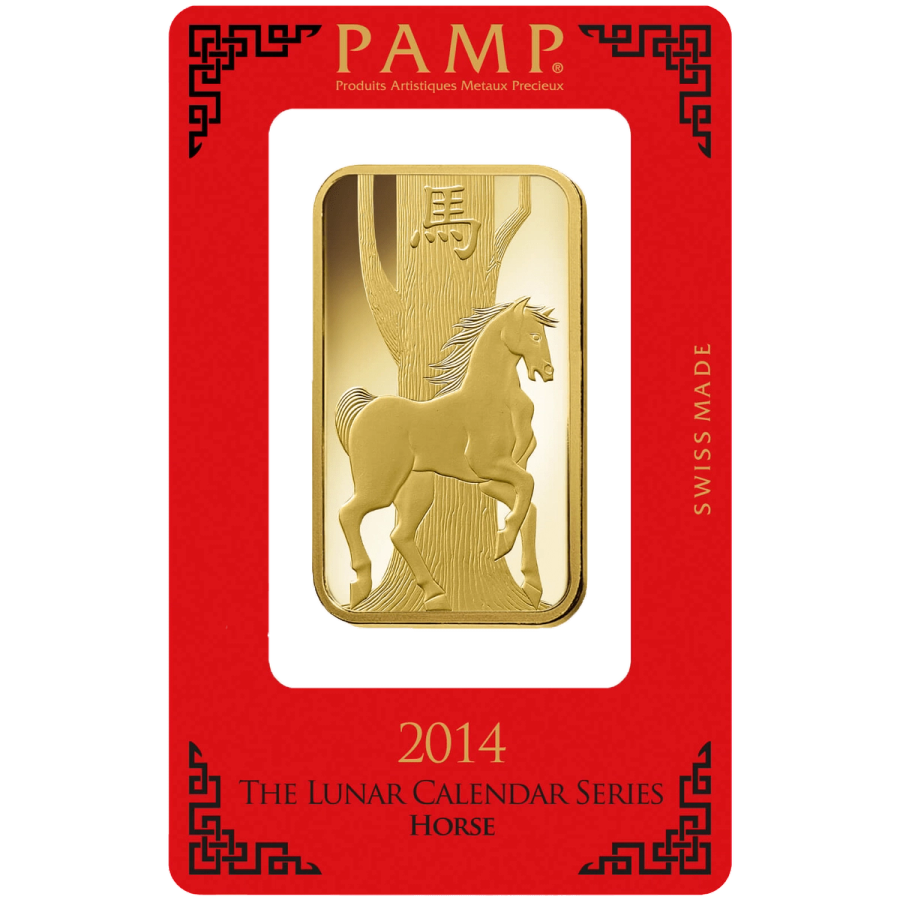  100 gram Gold Bar - PAMP Suisse Lunar Horse