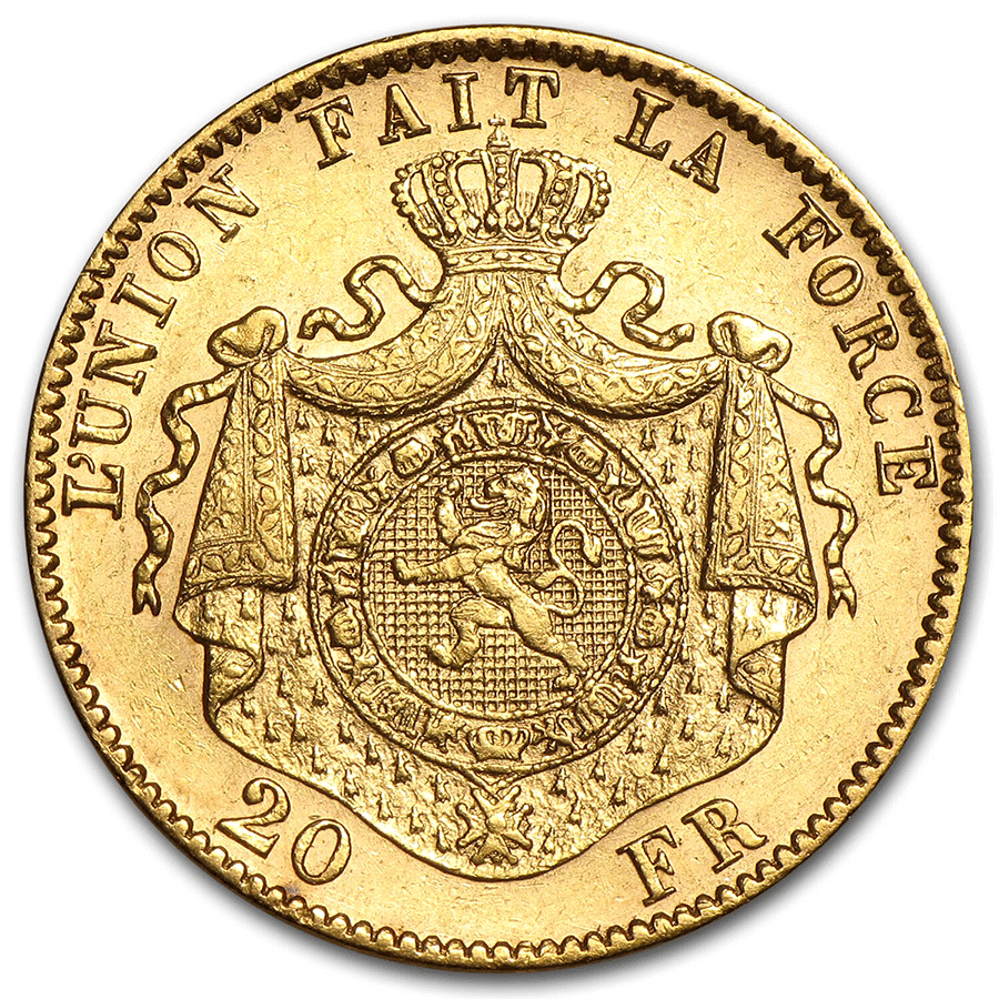 20 Francs Gold Coin -  Leopold II - Mixed Years thumbnail 2