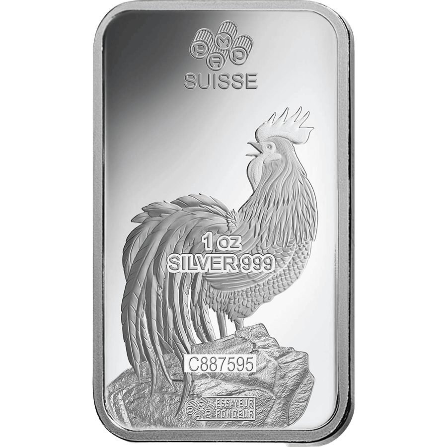 1 ounce Silver Bar - PAMP Suisse Lunar Rooster thumbnail 4