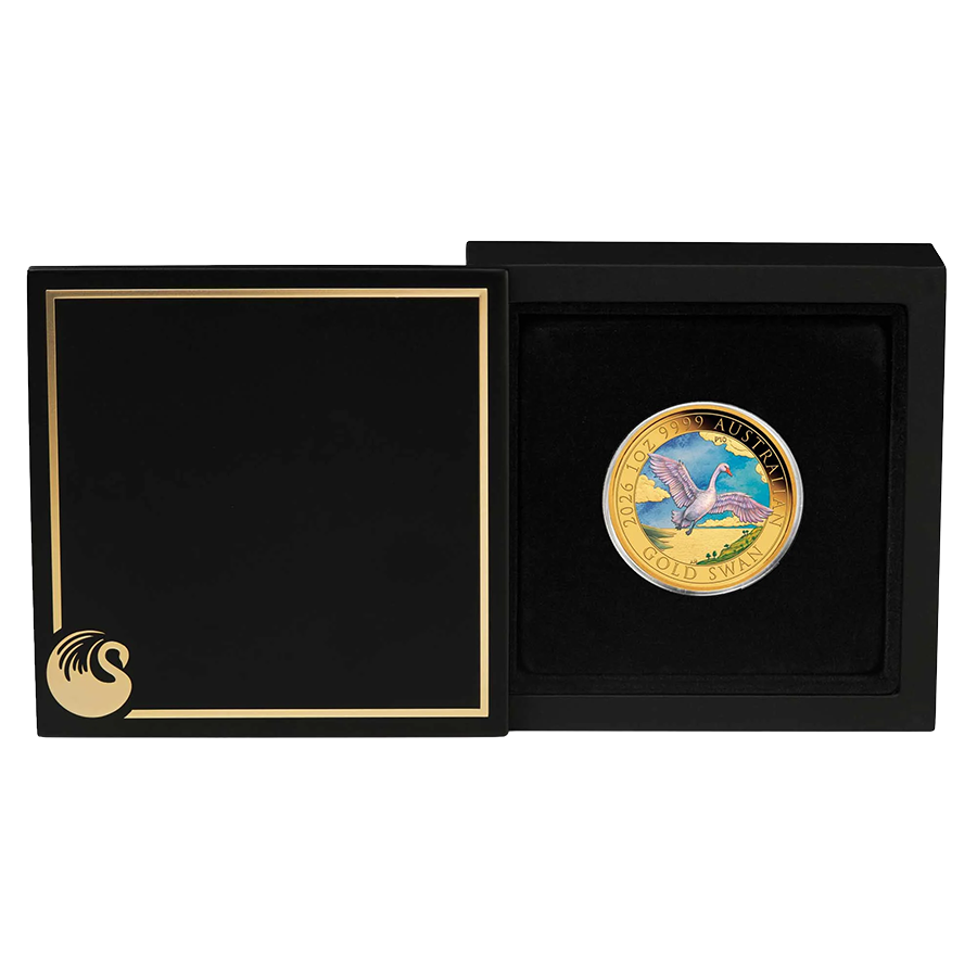 1 ounce Gold Coin - Australian Colorized Swan 10th anniversary Proof 2026   thumbnail 4