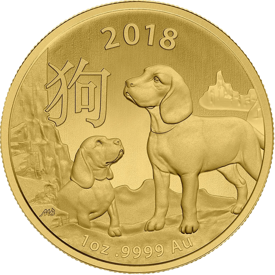 1 ounce Gold Coin - Lunar Dog BU 2018 — photo 1