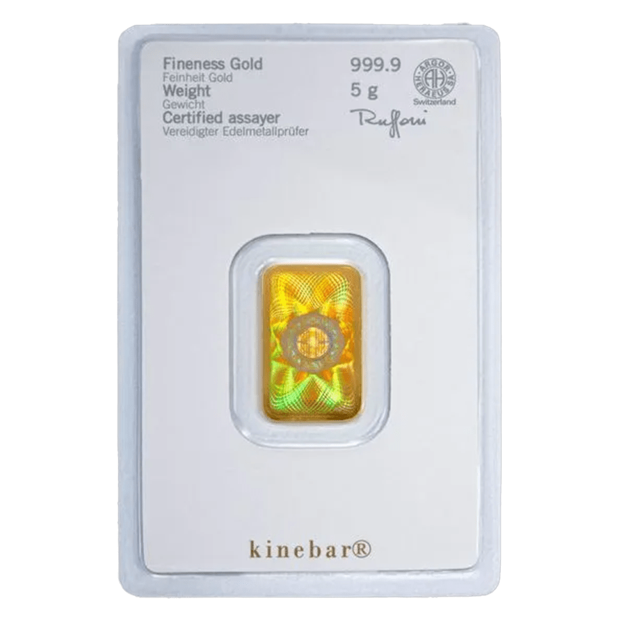 5 gram Gold Bar - Heraeus - Kinebar series — photo 1