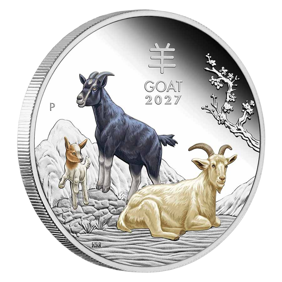 1 ounce Silver Coin - Colorized Australian Lunar Goat Proof 2027 thumbnail 3