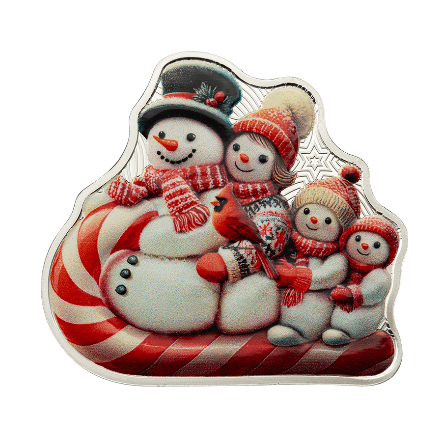 1 ounce Silver Shaped Coin - Snowman Sleigh Ride thumbnail 2