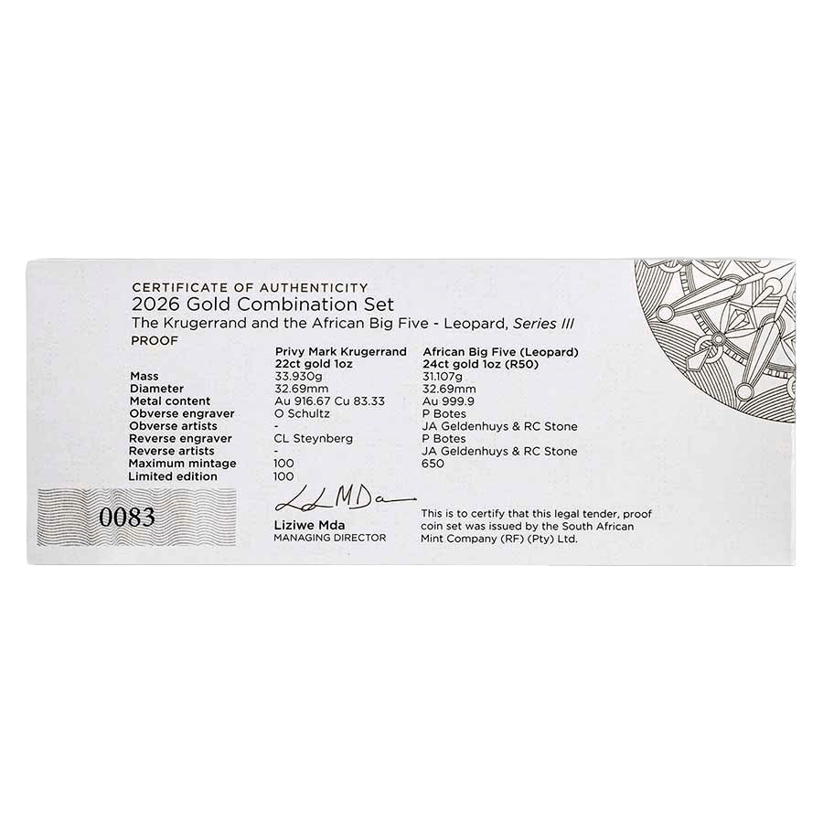 2 Coin Gold Set - Krugerrand and Leopard Proof 2026 thumbnail 7