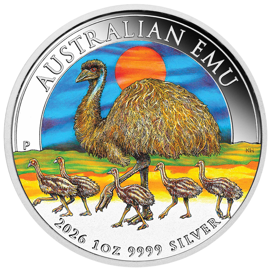 1 ounce Silver Coin - Perth Mint Colorized Emu 2026 - 1