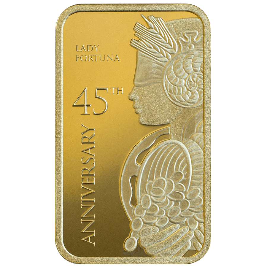 1 ounce Gold Bar - Lady Fortuna 45th Anniversary thumbnail 3