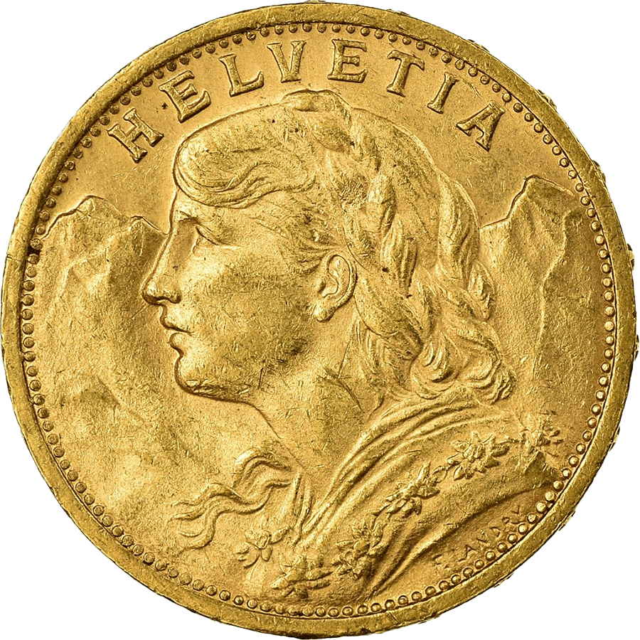 1897 Helvetia Vreneli Gold Coin - 20 Swiss Francs — photo 1