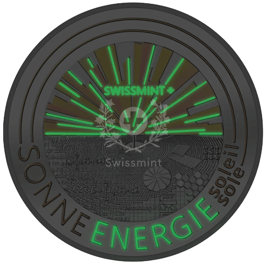 20 gram Silver Coin - Switzerland Solar Energy Luminescent Proof 2022 thumbnail 3