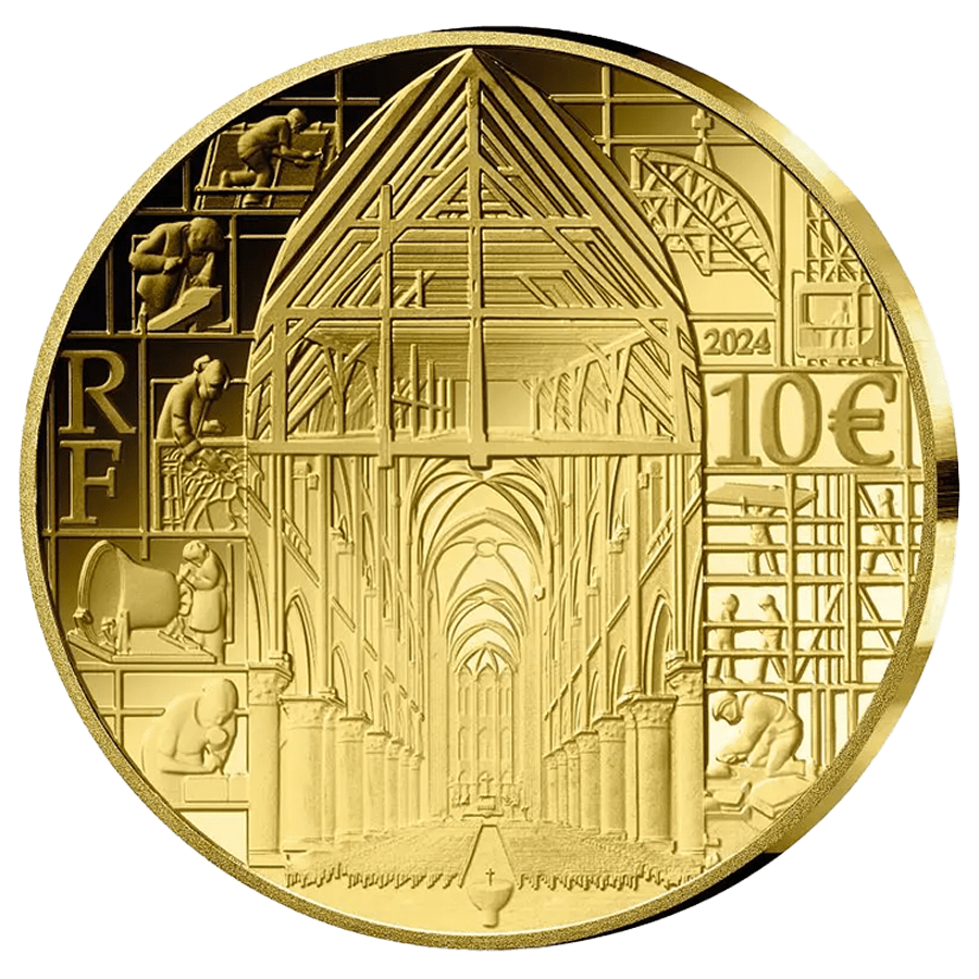 1/10 ounce Gold Coin - Notre Dame De Paris 2024 thumbnail 2