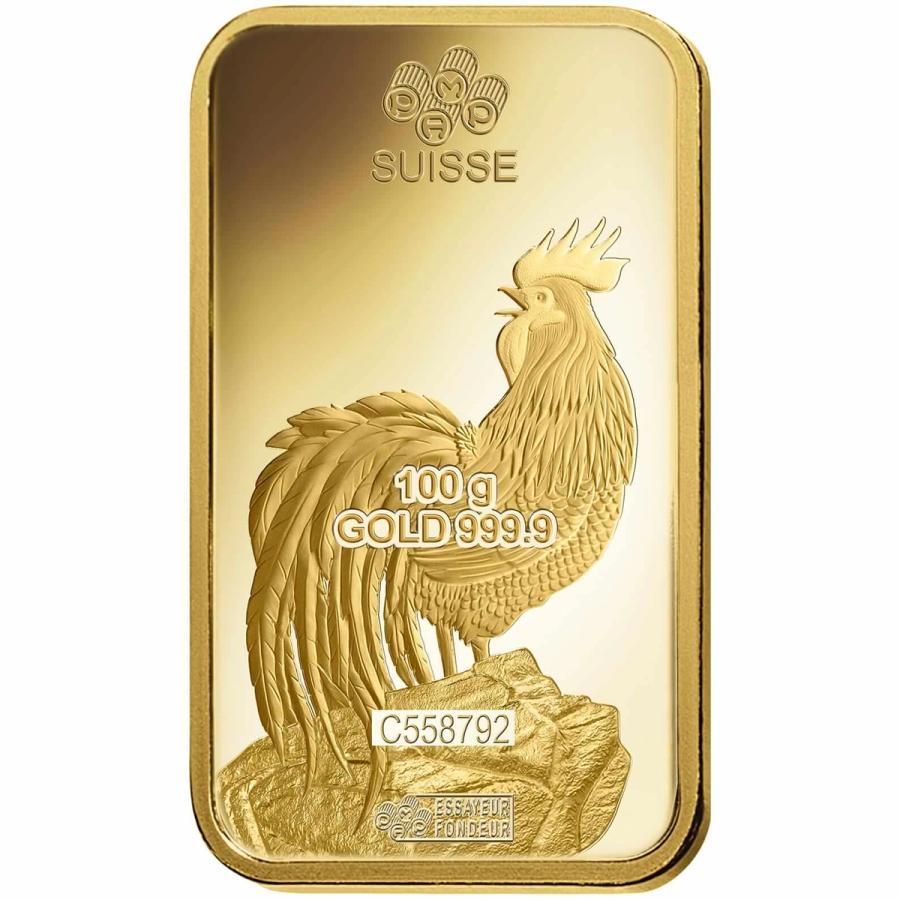 100 gram Gold Bar - PAMP Suisse Lunar Rooster  thumbnail 4