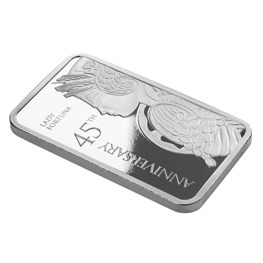 1 ounce Silver Bar - Lady Fortuna 45th Anniversary thumbnail 5