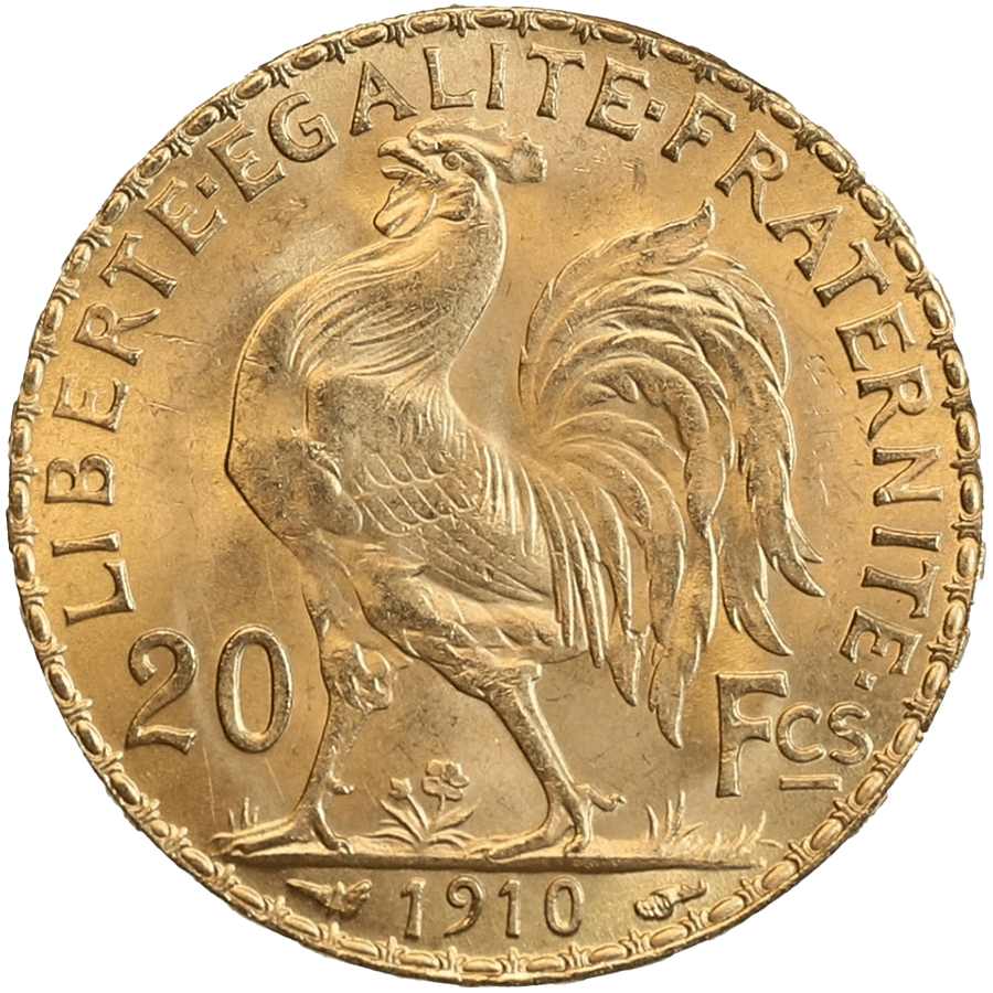 1910 Napoleon Gold Coin - 20 French Francs (Coq de Chaplain)  thumbnail 2