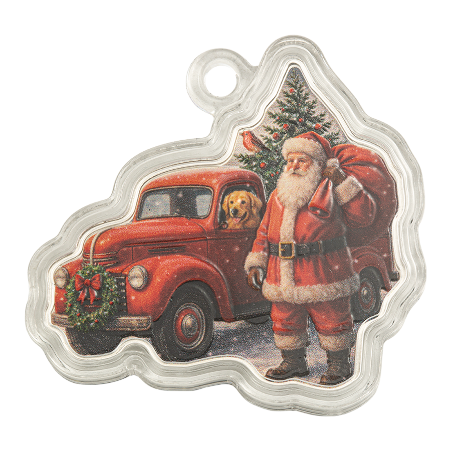 1 ounce Silver Coin - Santa and Red Truck thumbnail 3