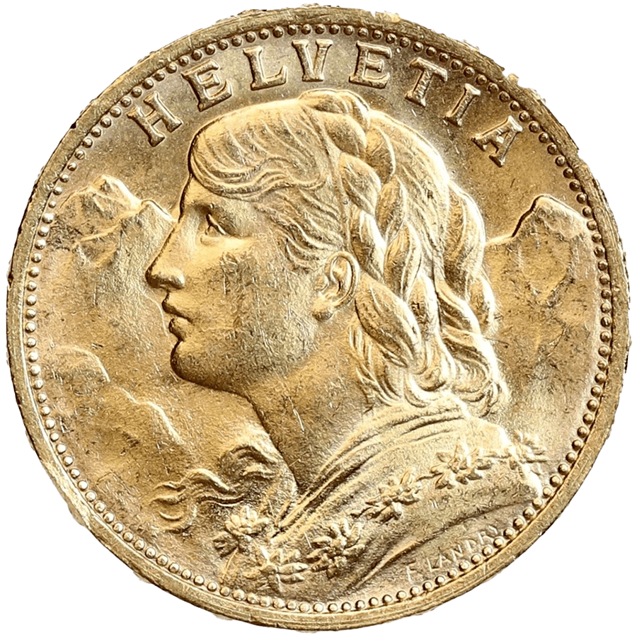 1927 Helvetia Vreneli  Gold Coin - 20 Swiss Francs — photo 1
