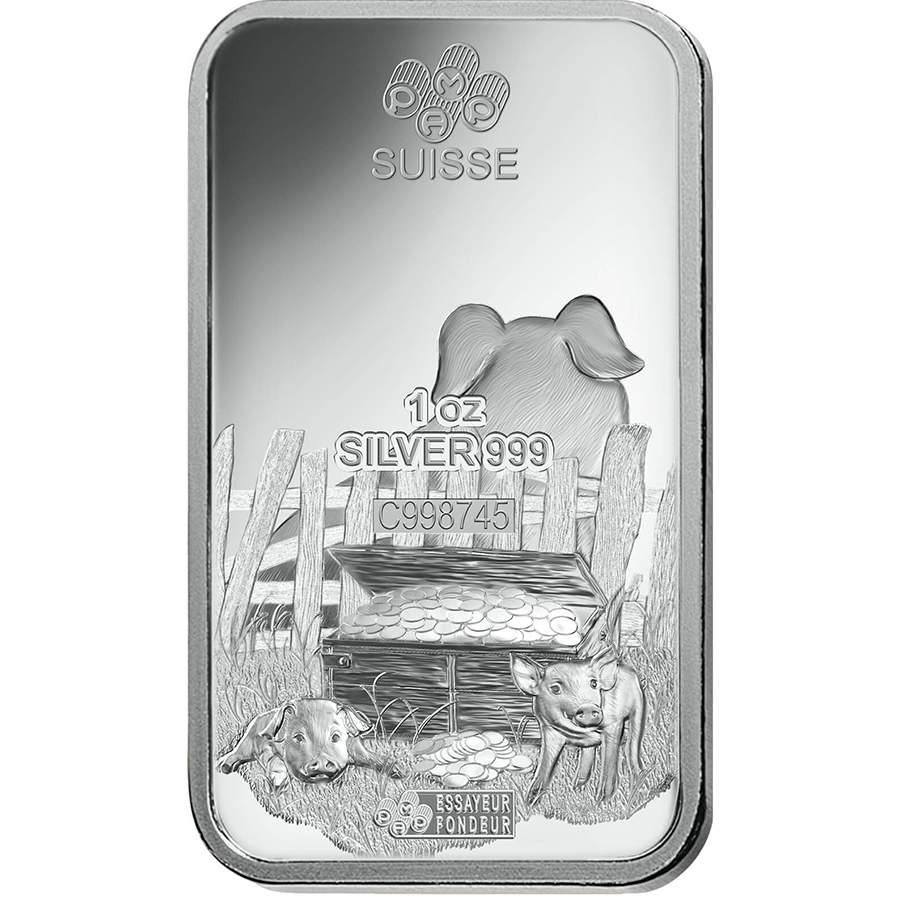 1 Unze Silver Bar - PAMP Suisse Lunar Pig thumbnail 3