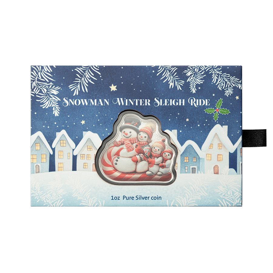 1 ounce Silver Shaped Coin - Snowman Sleigh Ride thumbnail 4