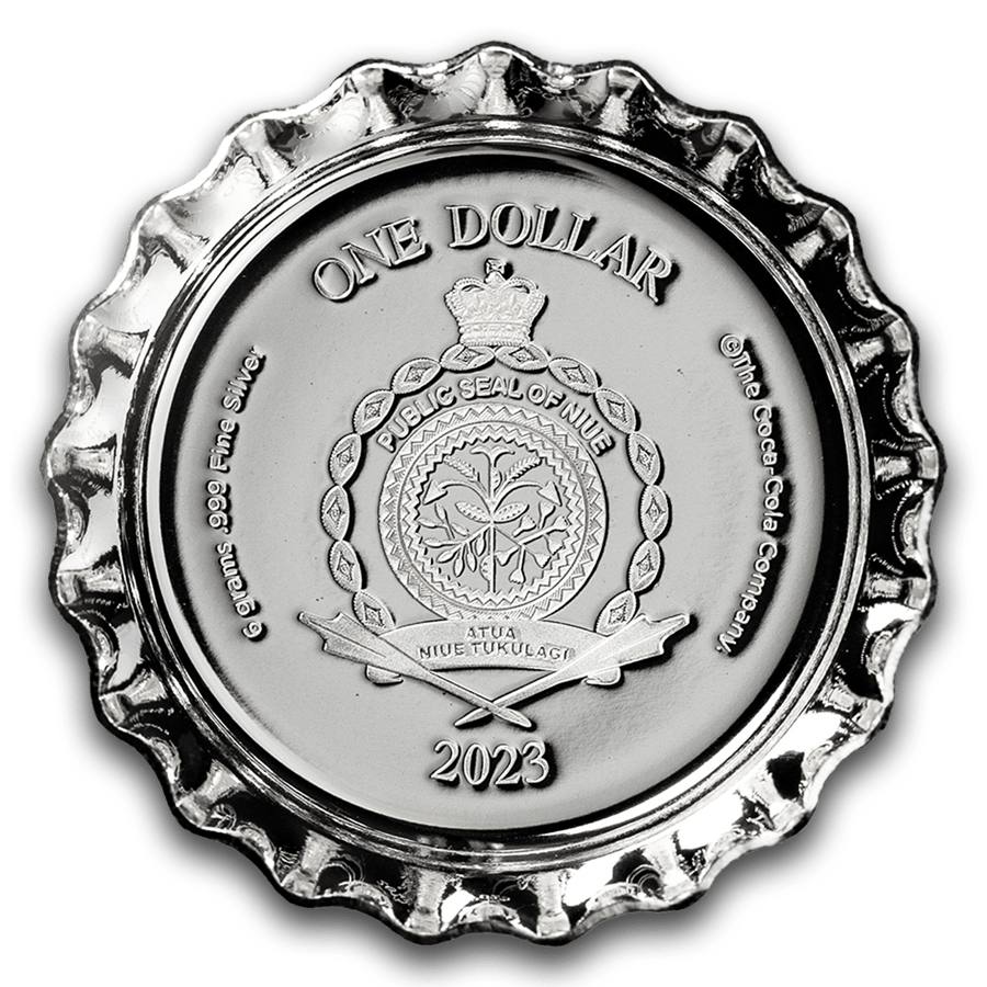 6 gram Silver Bottle Cap - 3D Coca-Cola® Polar Bear thumbnail 2