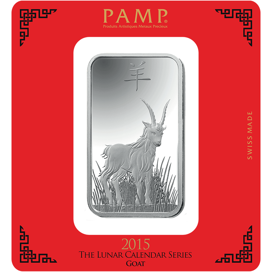 100 gram Silver Bar - PAMP Suisse Lunar Goat  — photo 1