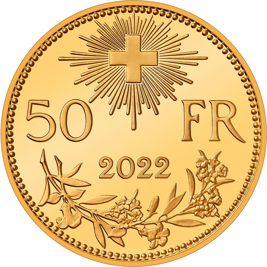 50 Swiss Francs Gold Coin - Vreneli 100 years thumbnail 2