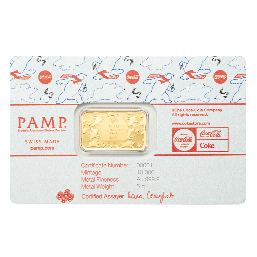 5 gram Gold Bar - Coca Cola Holiday Polar Bear thumbnail 2