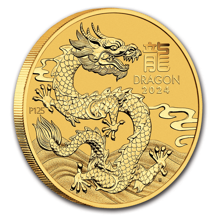 1 ounce Gold Coin - Australia Lunar Dragon 2024 thumbnail 3