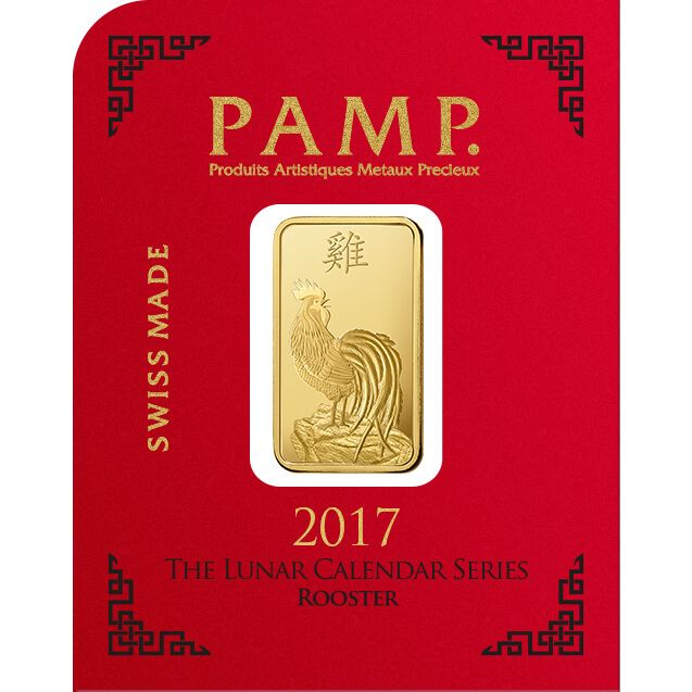 8x1 gram multigram Gold Bar - PAMP Suisse Lunar Rooster thumbnail 3