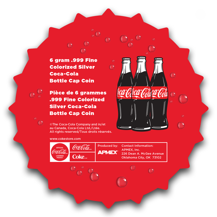 6 gram Silver Bottle Cap - 3D Coca-Cola® thumbnail 4