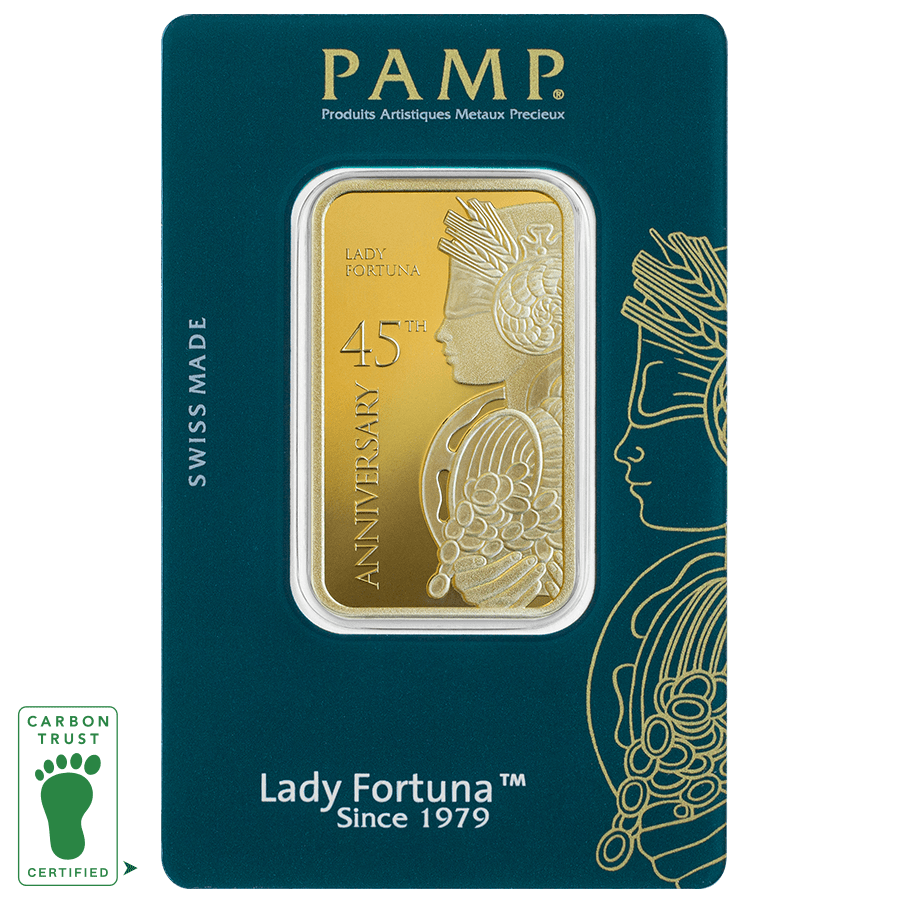 1 ounce Gold Bar - Lady Fortuna 45th Anniversary — photo 1