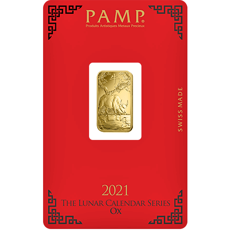 5 gram Gold Bar - PAMP Suisse Lunar Ox — photo 1