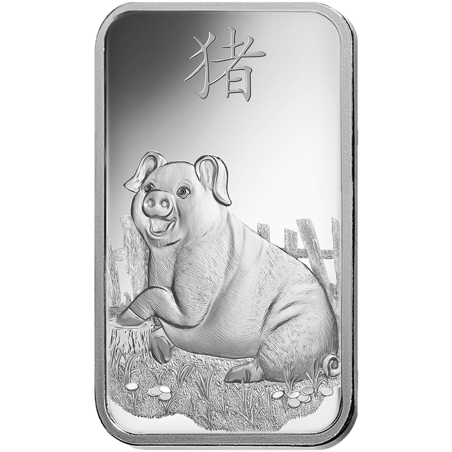 1 Unze Silver Bar - PAMP Suisse Lunar Pig thumbnail 2