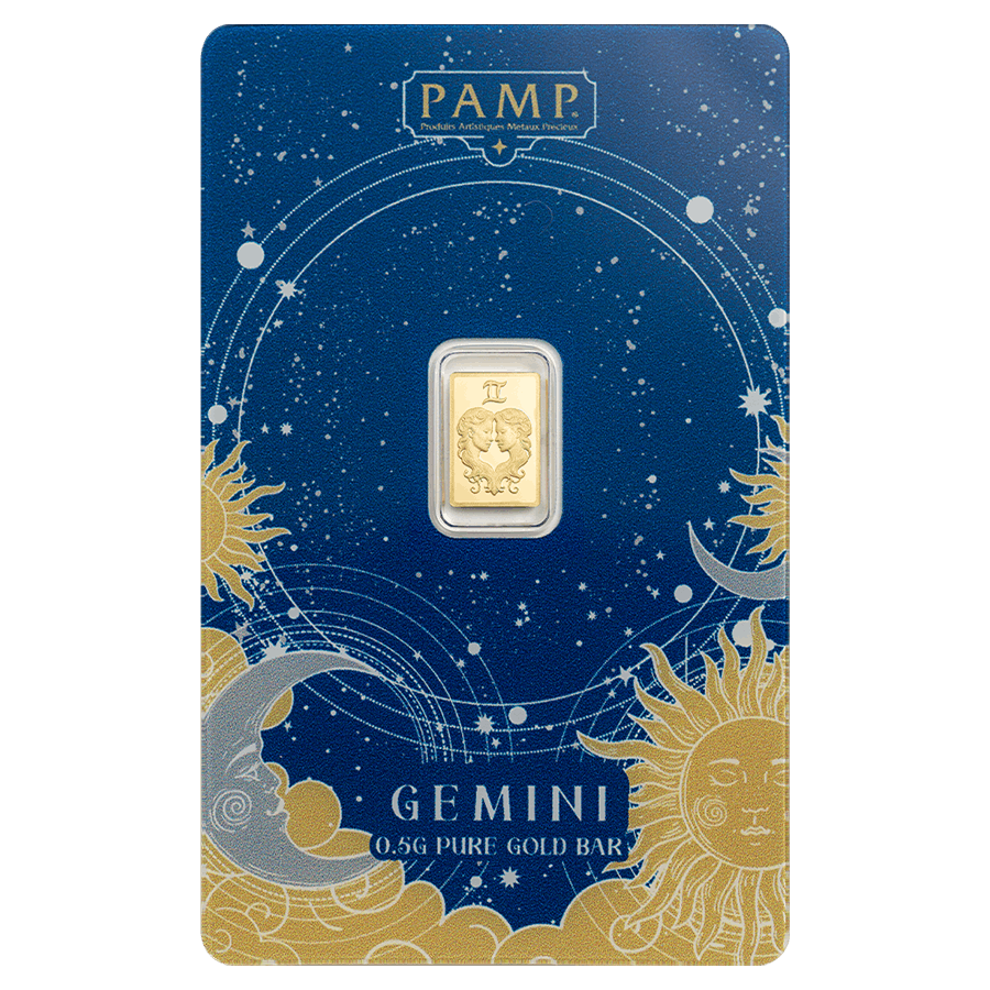 0.5 gram Gold Bar - Zodiac Gemini - 1