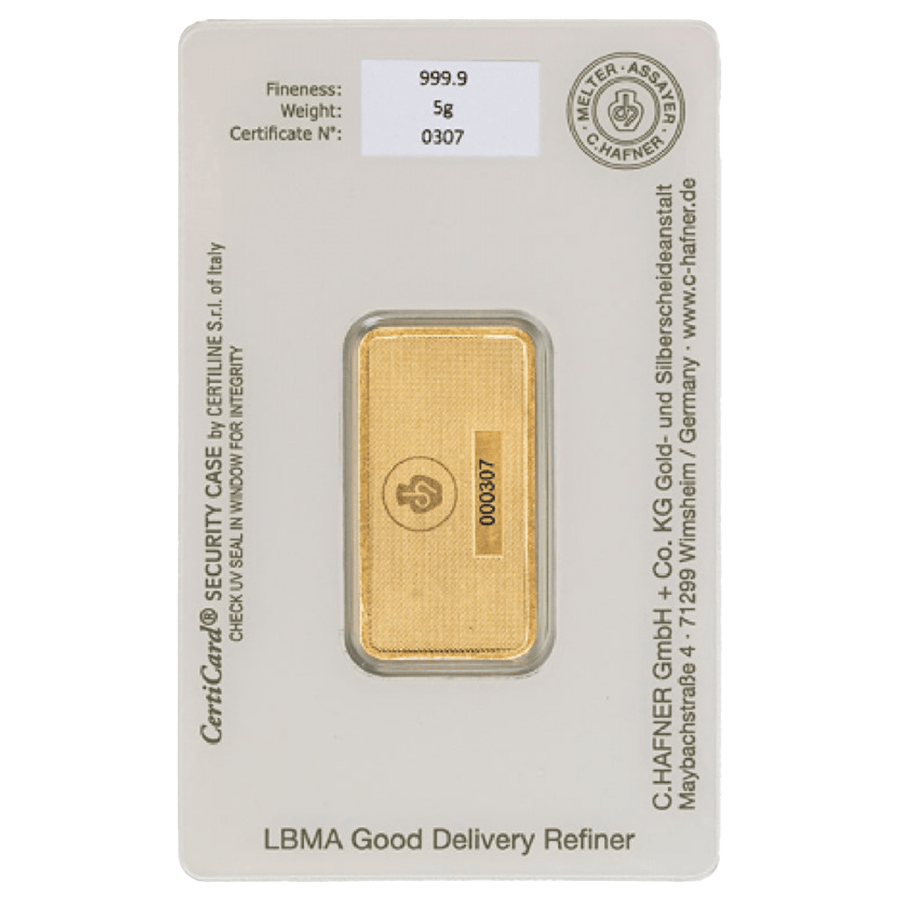 5 gram Gold Bar - C. Hafner thumbnail 2